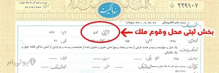 بخش ثبتی در سند تک برگ