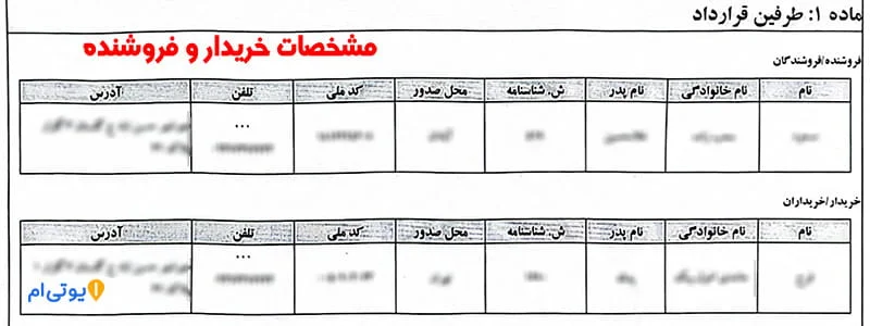 مبایعه نامه ملک با کد رهگیری - بررسی کامل همراه عکس 8 مشخصات خریدار و فروشنده